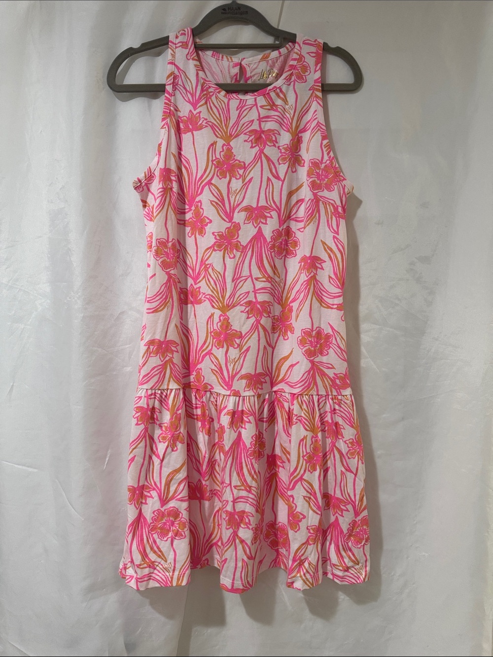 Lilly Pulitzer S New Dixie Pink & White Floral Sleeveless Tiered Dress